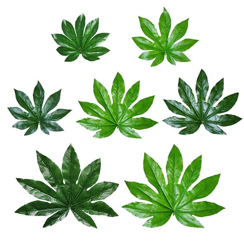 Dlight Decor 5 or 10pcs Tropical Fatsia Monstera Leaves for Table and Home Decor