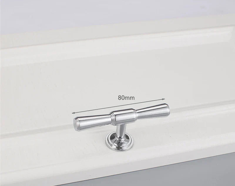 Chrome and Polished Gold Brass Furniture Handles – Modern Cabinet Drawer and Wardrobe Knobs 2030-BC 80mm Handles