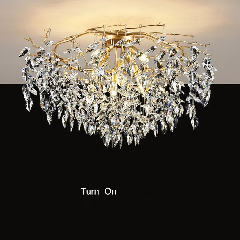 Elegant Long Gold K9 Crystal Chandelier - Ideal For Kitchen Dining Room Bedroom And Living Ceiling