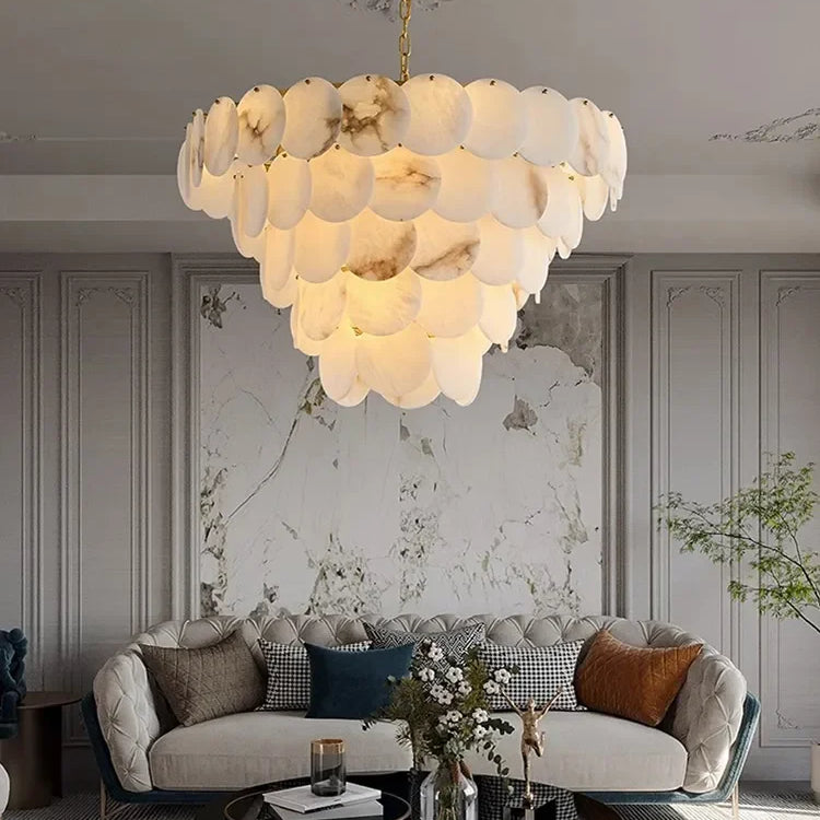 Modern Luxury Led Natural Marble Chandeliers - Illuminating Elegance For Living Dining And Kitchen