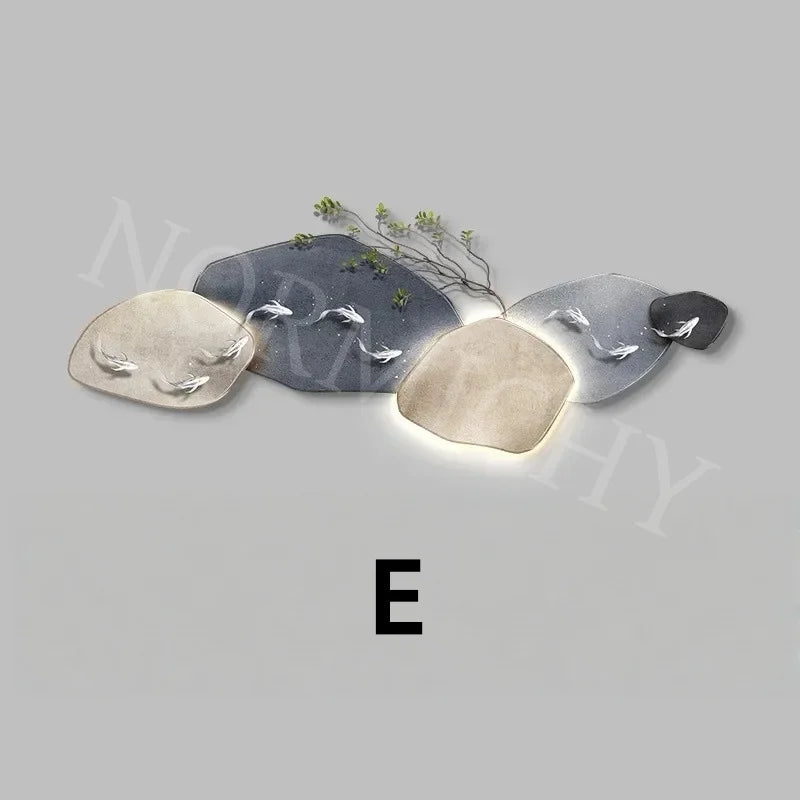 Dlight Decor 3D Nine Fish Wall Lamp Mural Art E / 120x40cm Wall Art