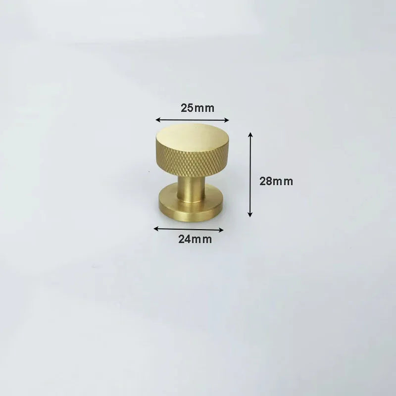 Knurled Brass Drawer Knobs – Textured Cabinet Handles and Furniture Pulls for Wardrobes 25x28mm knob