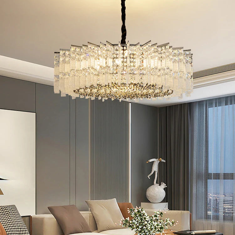 Elegant Led Crystal Chandelier For Luxurious Living Rooms - Chrome/Gold Round Design Perfect Indoor