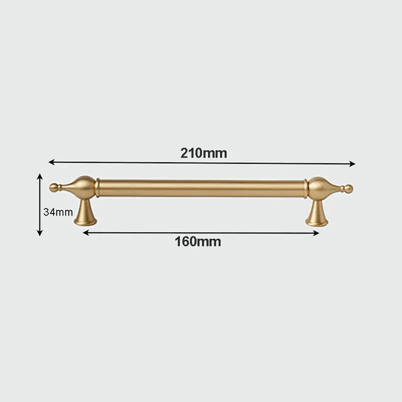 Modern Brass Cabinet Handles – Brushed Gold Bar Knobs for Furniture (60mm-368mm) 2026-210 Handles