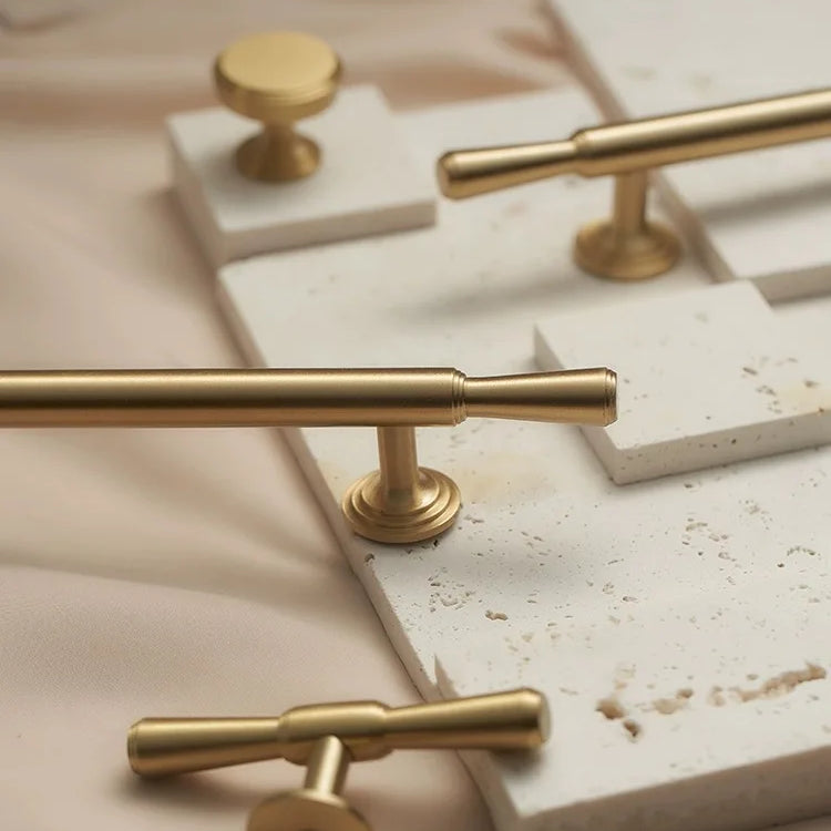 Brushed Gold Brass Cabinet Handles – Modern Knobs and Bar Pulls (50mm-280mm) Handles