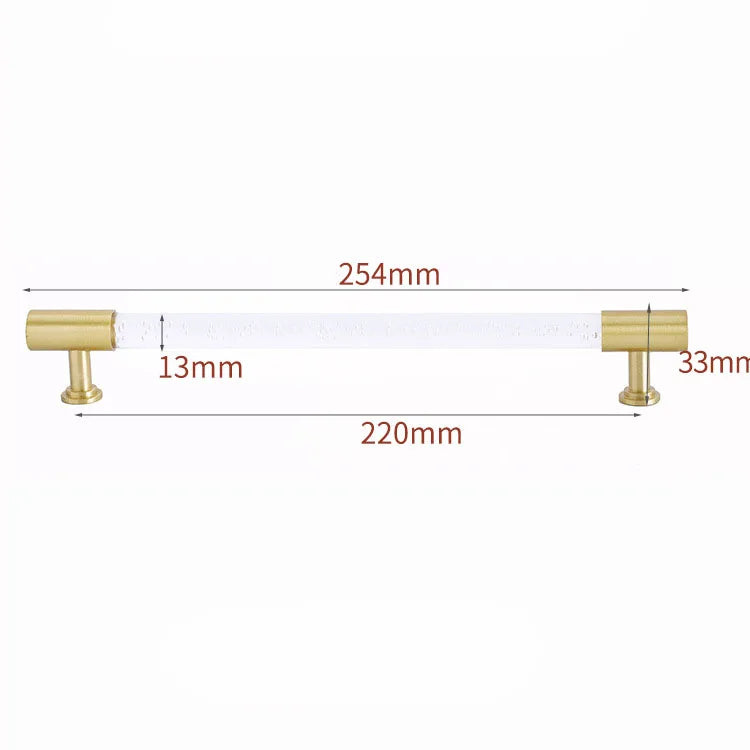 Transparent Acrylic Furniture Handles – Brass Cabinet Pulls and Wardrobe Knobs bubble 254mm Handles