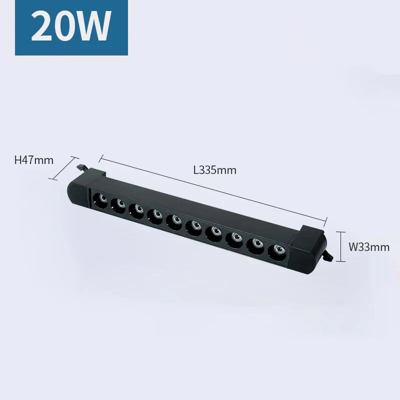 3-Wire LED Track Light - Ceiling Spot Lamp for Clothing Shops 20W LED Grille Black / Warm White ceiling light
