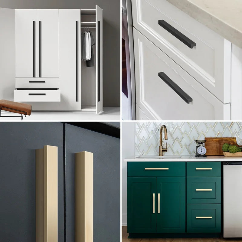 Modern Long T-Bar Aluminum Cabinet Handles – Brushed Gold Silver and Black Pulls for Drawers and Cupboards (700-1200mm)
