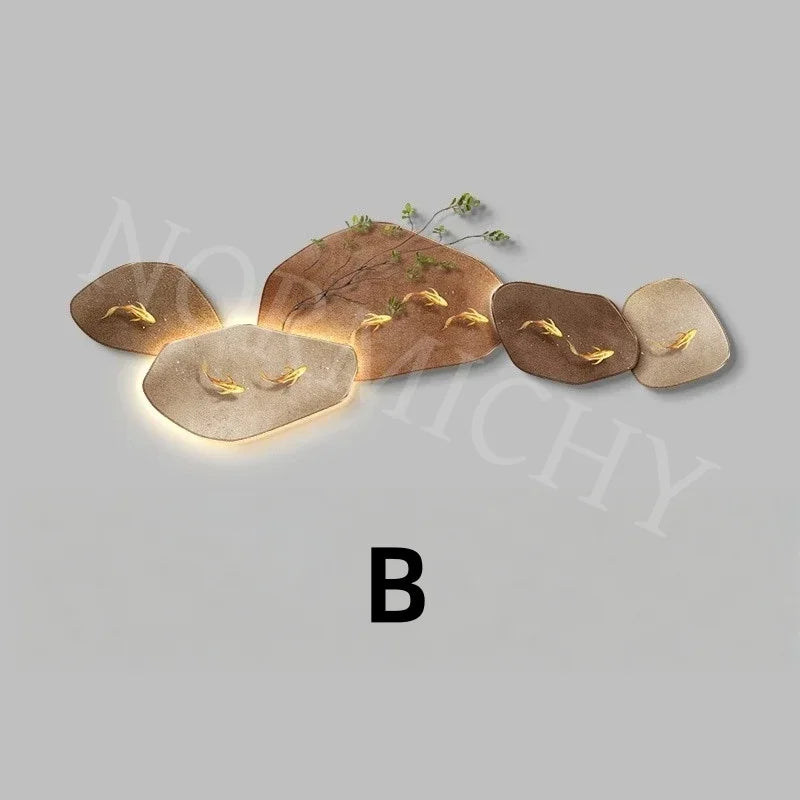 Dlight Decor 3D Nine Fish Wall Lamp Mural Art B / 100x35cm Wall Art