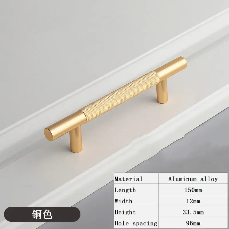 Long Knurled Aluminum Alloy Cabinet Handles – Kitchen Drawer Pulls and T-Bar Wardrobe Furniture Hardware Knurled 96mm