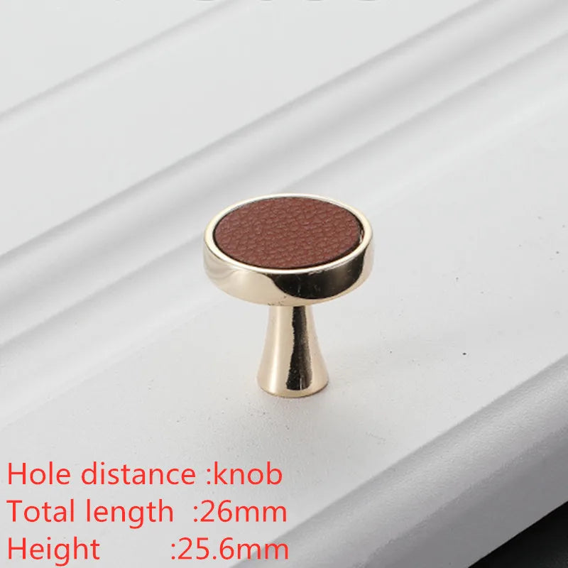 Modern Leather and Zinc Alloy Cabinet Handle – Elegant Drawer Pulls for Kitchen Wardrobe and Furniture (96mm) red
