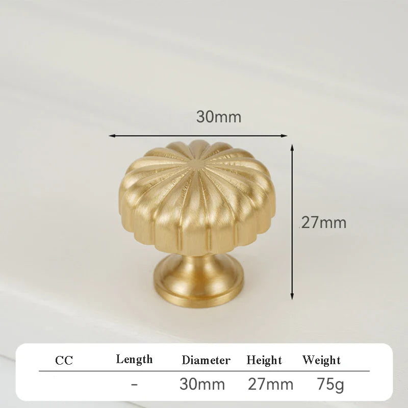 Satin Gold Brass Wardrobe Handles – Modern Drawer Knobs and Cabinet Bar Pulls (50mm-260mm) 28mm knob Handles