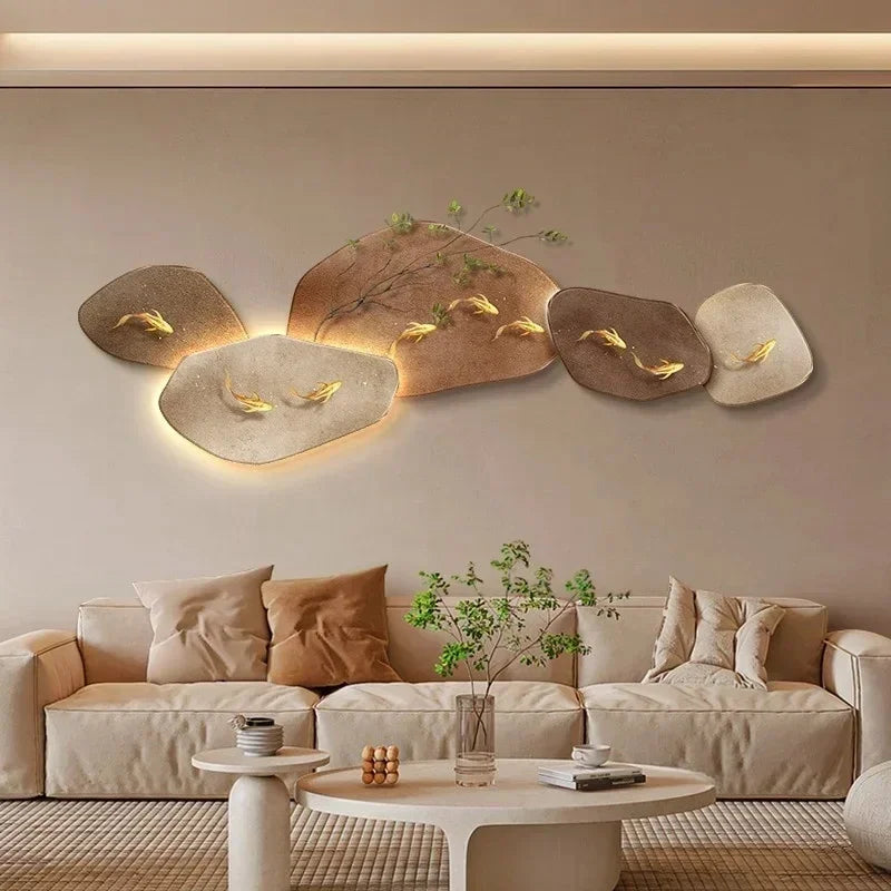 Dlight Decor 3D Nine Fish Wall Lamp Mural Art Wall Art