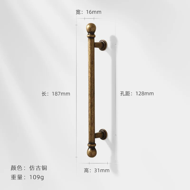 Antique Bronze Wardrobe Door Handles – Zinc Alloy Cabinet Pulls and Drawer Knobs 5066-128mm Handles