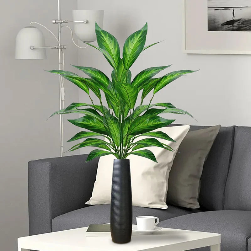 Dlight Decor 76cm Magnolia Banyan Leaf Branch with Green Sansevieria Accents