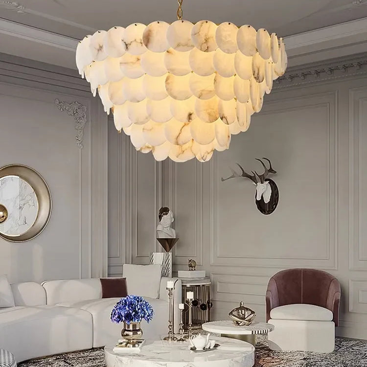 Modern Luxury Led Natural Marble Chandeliers - Illuminating Elegance For Living Dining And Kitchen