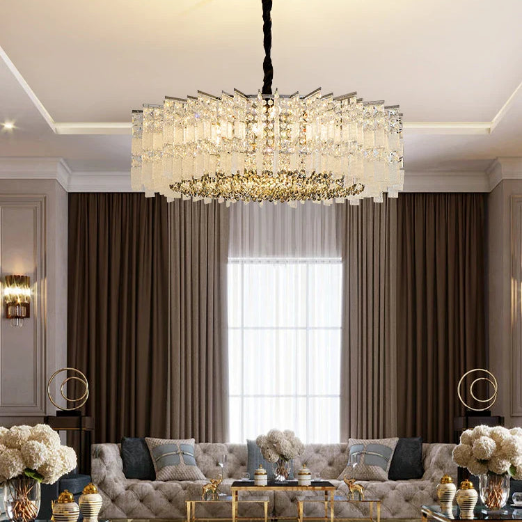 Elegant Led Crystal Chandelier For Luxurious Living Rooms - Chrome/Gold Round Design Perfect Indoor