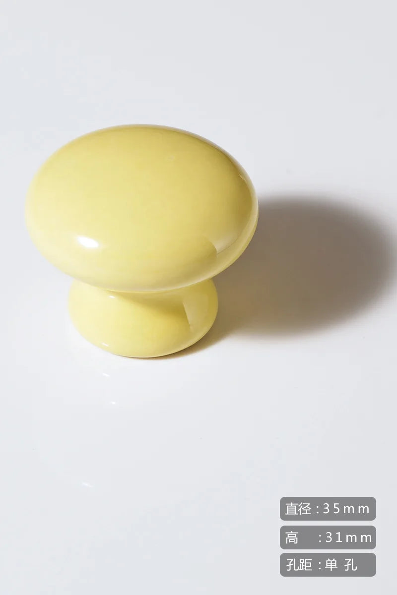 Cartoon Ceramic Cabinet Handles – Single Hole Circular Knobs for Children’s Room Furniture yellow Knobs