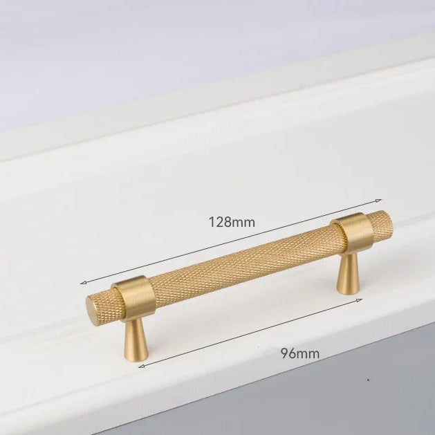 Solid Brass Knurled Cabinet Handles – Gold and Black Wardrobe Knobs and Drawer Pulls 9010-128G Handles