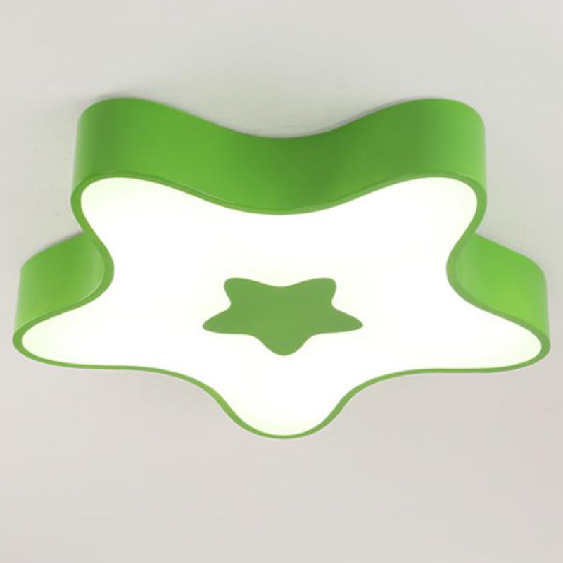 Star shaped LED flush mount ceiling light in a nursery