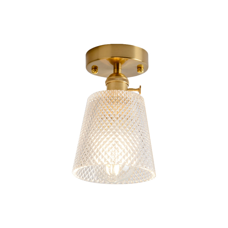 Industrial Chic Meets Modern Versatility: The Clear Glass Single - Light Gold Ceiling Light