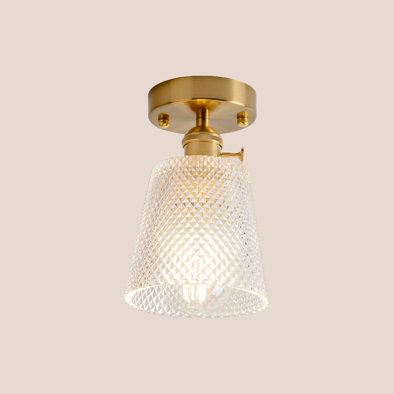 Industrial Chic Meets Modern Versatility: The Clear Glass Single - Light Gold Ceiling Light
