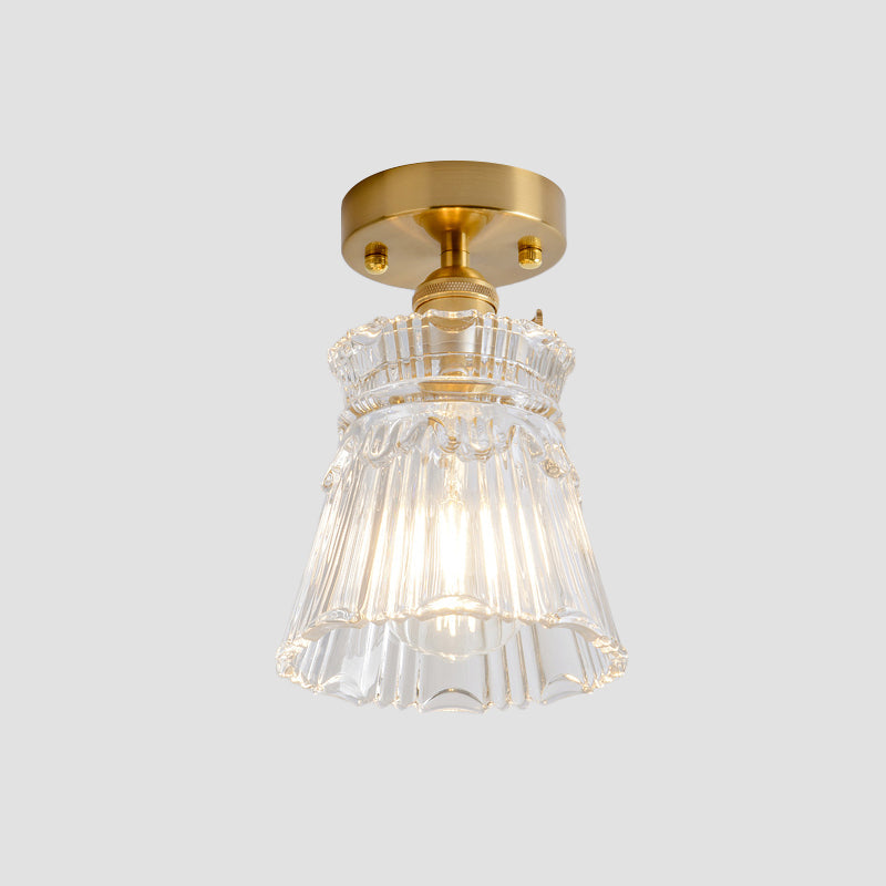 Industrial Chic Meets Modern Versatility: The Clear Glass Single - Light Gold Ceiling Light