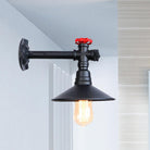 Ruby - Industrial Chic Wall Sconce With Red Valve Accent