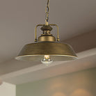 Vintage Metallic Barn Shade Pendant Lamp - Antique Brass Ceiling Light For Dining Room Pendant Light