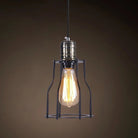 Catherine - Adjustable Industrial Pendant Light With Metal Cage (Various Shapes) Black / Tower