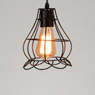 Catherine - Adjustable Industrial Pendant Light With Metal Cage (Various Shapes) Black / Flower
