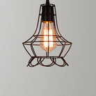 Catherine - Adjustable Industrial Pendant Light With Metal Cage (Various Shapes) Black / Lace