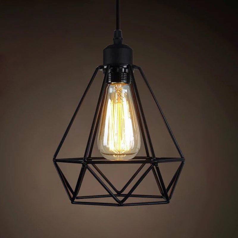Catherine - Adjustable Industrial Pendant Light With Metal Cage (Various Shapes)