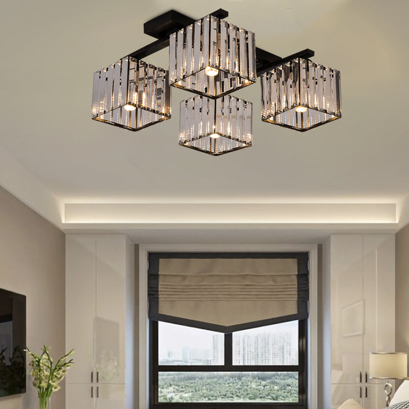 Anya’s Modern Crystal Chandelier - Square Design Ceiling Light
