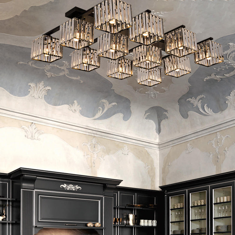 Anya’s Modern Crystal Chandelier - Square Design Ceiling Light