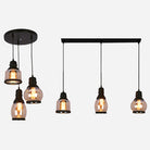 Meredith - Multi - Pendant Industrial Ceiling Light With Amber Glass Shades