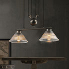 Adjustable Pulley Industrial Cone Pendant With Prismatic Glass - Black 2/3 - Light Island Lamp 2 /