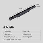 New Magnetic Track Light - Dimmable with Remote Control and 48V LED Ceiling Lamp grille light 18w / Cool white 6000K