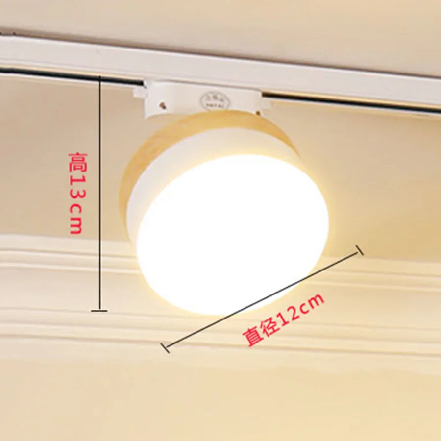 12W Nordic Wooden LED Track Light - COB Ceiling Spotlight for Home and Store Decor ceiling light