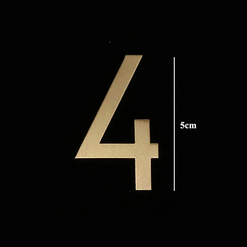 Golden Brass Door Numbers – Custom Decorative Wall Figures for Villas Hotels and Dormitories (5cm/7cm) 5cm 4