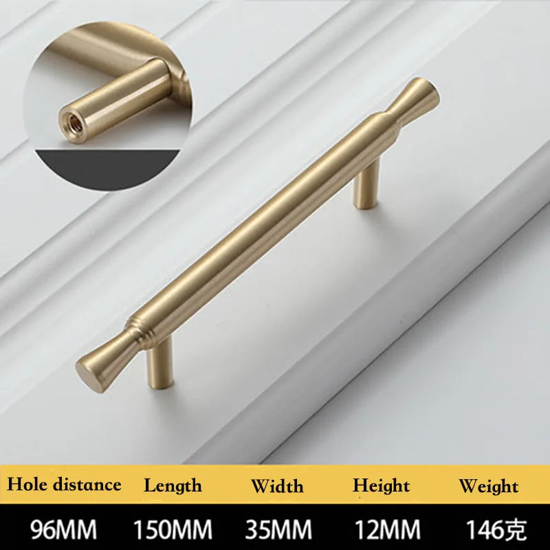 Solid Brass Kitchen Cabinet Handles – Modern Bar Pulls for Drawers and Wardrobes 150mm Handles