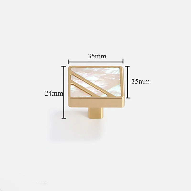 Brass Furniture Handle with Natural Shell – Modern Wardrobe Drawer and Dresser Knobs white 35mm Handles