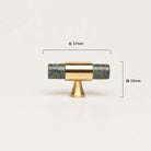 Natural Stone Cabinet Handles – Brass and Marble Wardrobe Knobs for Nordic Furniture green 2 Handles