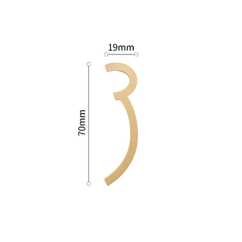 Golden Brass Door Numbers – Custom Decorative Wall Figures for Villas Hotels and Dormitories (5cm/7cm) 7cm 3