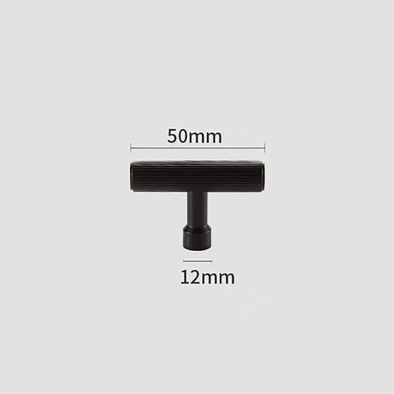 Gold and Black Solid Brass Handles – Straight Line Cabinet T-Bar and Wardrobe Pulls TB9013-B50 Handles