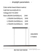 Sleek Wooden Line Led Pendant Lamp - Modern Minimalist Lighting For Office Dining Room Cafe And Bar