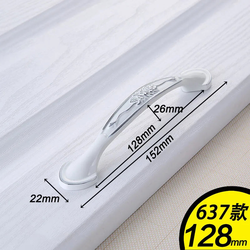 European Ivory White Cabinet Handle – Elegant Zinc Alloy Drawer Pulls for Dressers Closets and Cupboards (96mm) 637-128