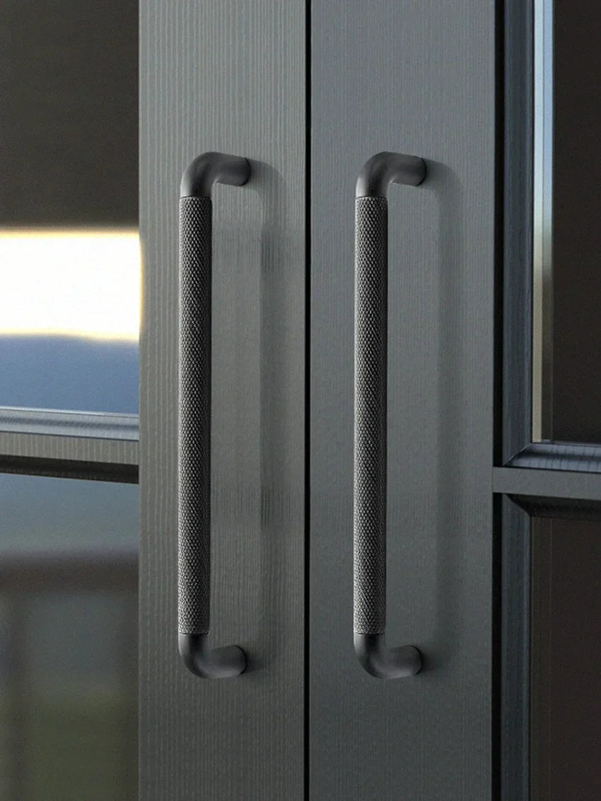 Knurled Brown Aluminum Alloy Handle – Textured European Cabinet and Wardrobe Pulls (320mm) Handles