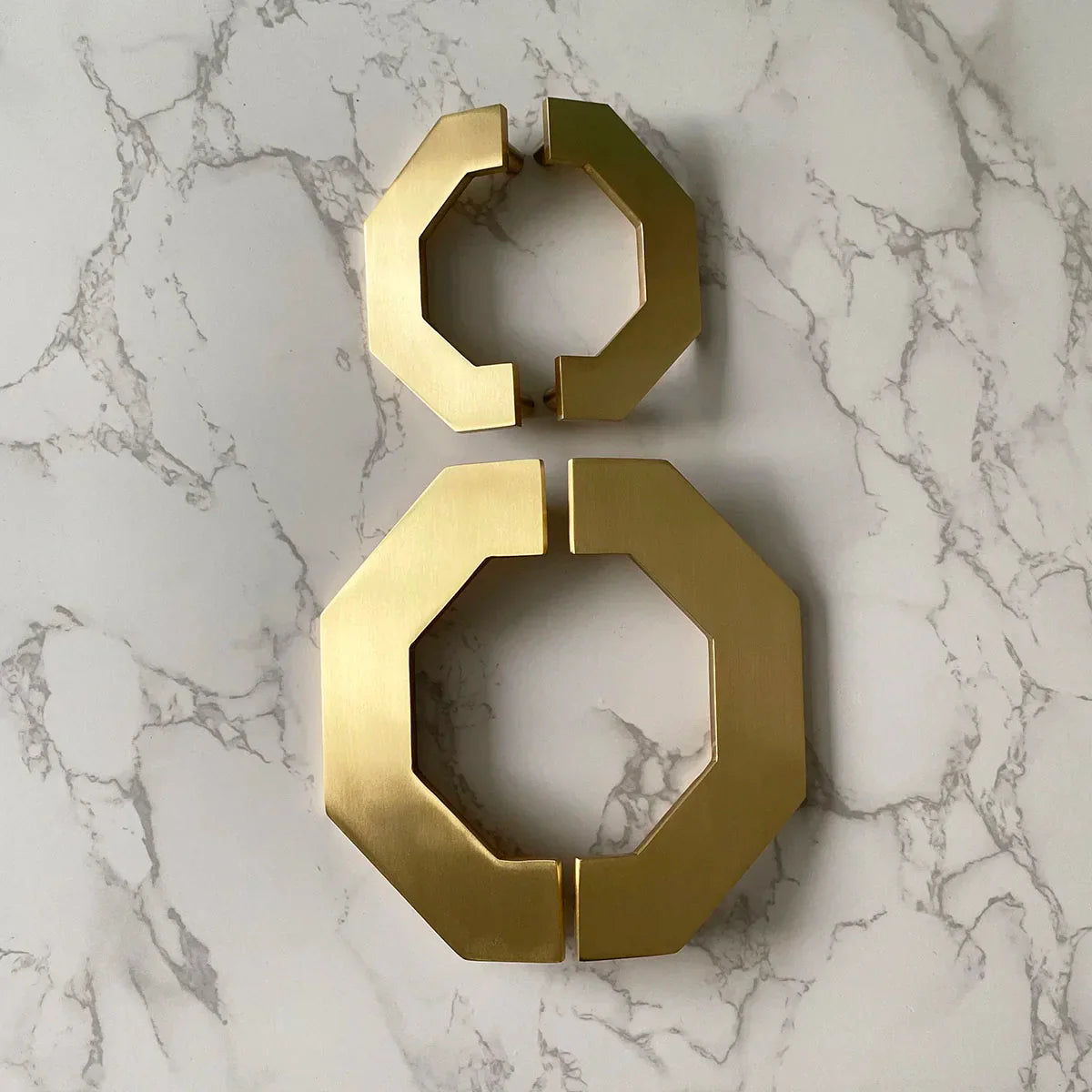 Gold Brass Octagon Cabinet Handles – Large Wardrobe Pulls and Bookcase Knobs (1 Pair) Handles