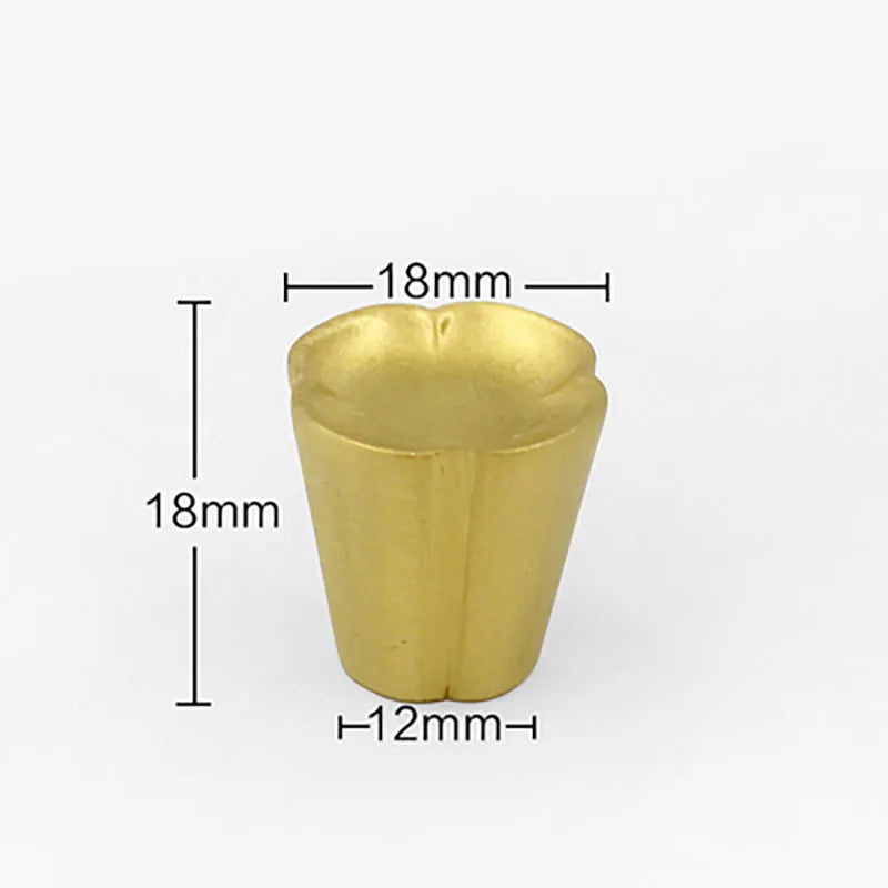 Solid Brass Flower Cabinet Knobs – Single Hole Drawer Handles for Wardrobes and Dressers 18x18x12mm knob